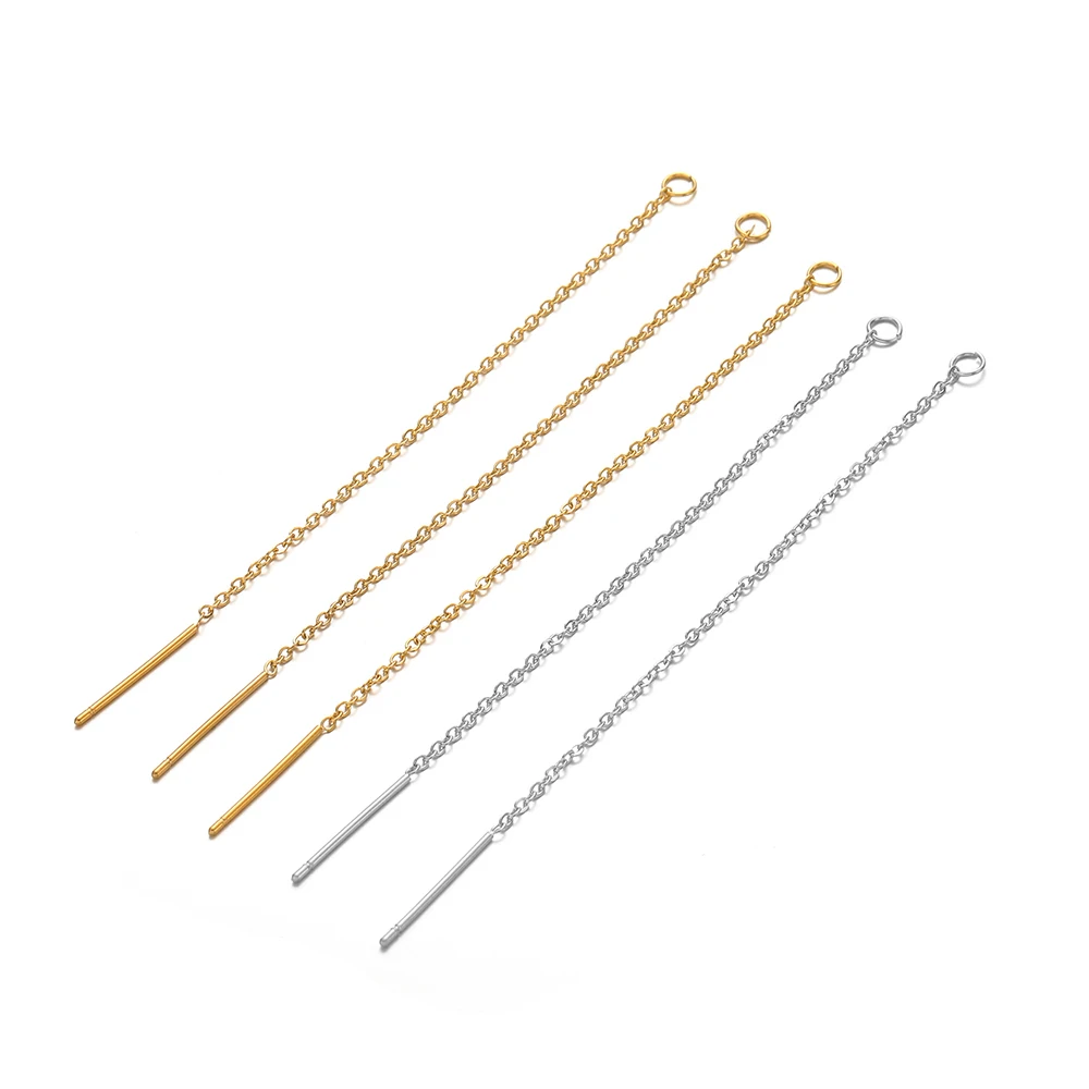 10pcs No Fade Stainless Steel 8cm Length Chain Ear Line Earrings Earwire DIY Trendy Jewelry Supplies Drop Dangle Earrings Bulk image 3