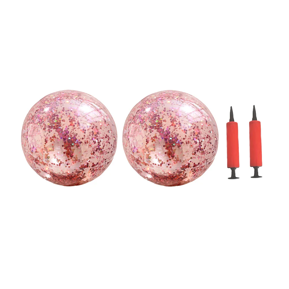 4 pezzi palla rotonda glitterata 40 cm 60 cm rosa dorata colore brillante gioco da spiaggia all'aperto attività in piscina fiducia allenamento delle abilità