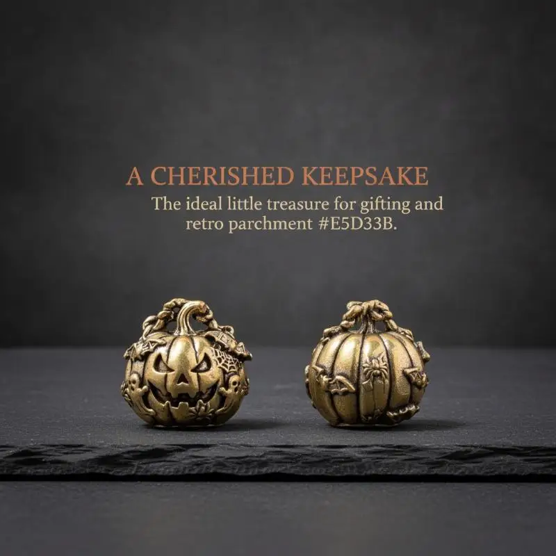 Vintage Brass Halloween Jack O Lantern Figurine With Exquisite Carvings For Home Decor Holiday Gift