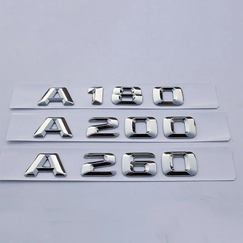 

ABS 3D chrome lettering for car, rear trunk emblem, stickers for Mercedes Benz A180, A200, A260, W176, W177