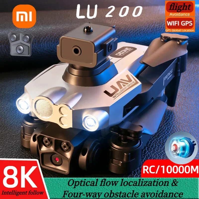 Xiaomi-Dron LU200 GPS 8K HD, Triple Cámara, fotografía aérea, WIFI, localización óptica, omnidireccional, evitación de obstáculos