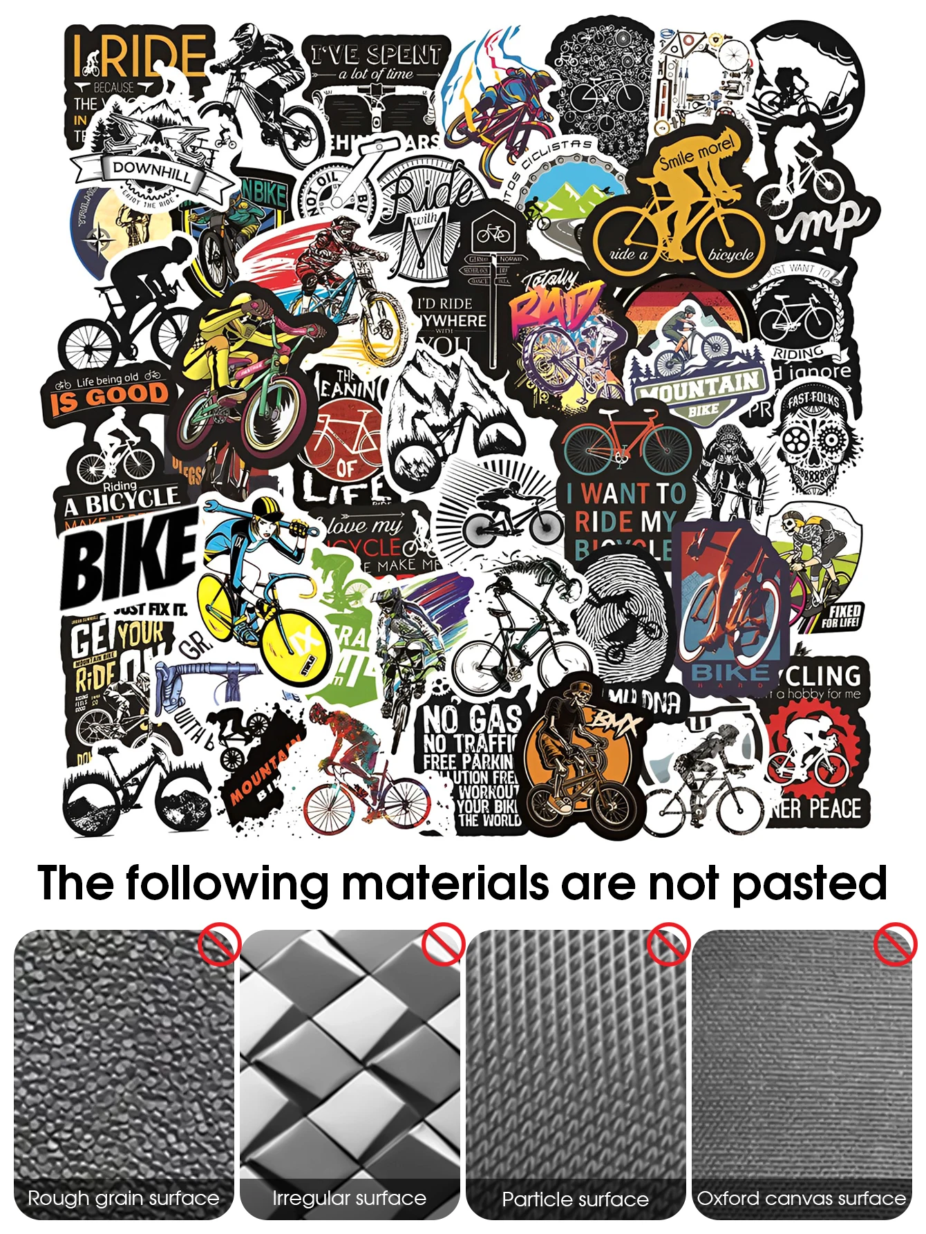 50pcs Mountain Bike Stickers Waterproof Outdoor Mtb Bicycle Stickers Cool For Diy Laptop Pc Mobile Phone Skateboard Luggage