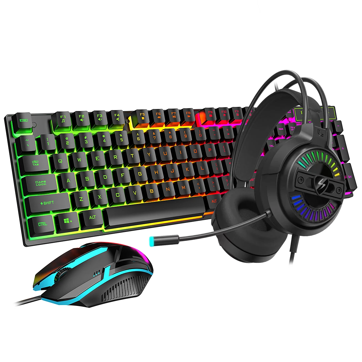 Hot Sale 3 in 1 Gaming Keyboard Mouse Headset Combo RGB LED Backlit Mechanical Keyboard Gamer Teclado Gaming Keyboard and Mouse