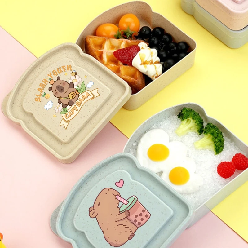 

Портативный ланч-бокс в форме тоста в стиле аниме «Капибара» с крышкой, коробки для тостов, хлеба, сэндвичей, кухонная коробка для пикника на открытом воздухе, коробка для бенто