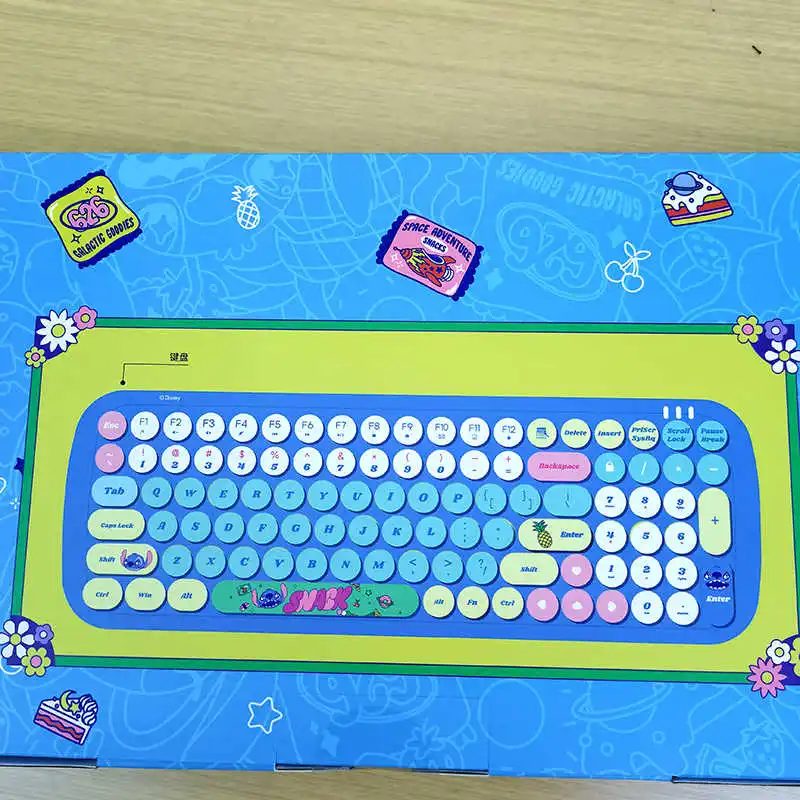 

Disney Stitch Wireless Keyboard Cartoon Office Supplies Portable Kawaii Practical Gift for Colleagues Food Party Series
