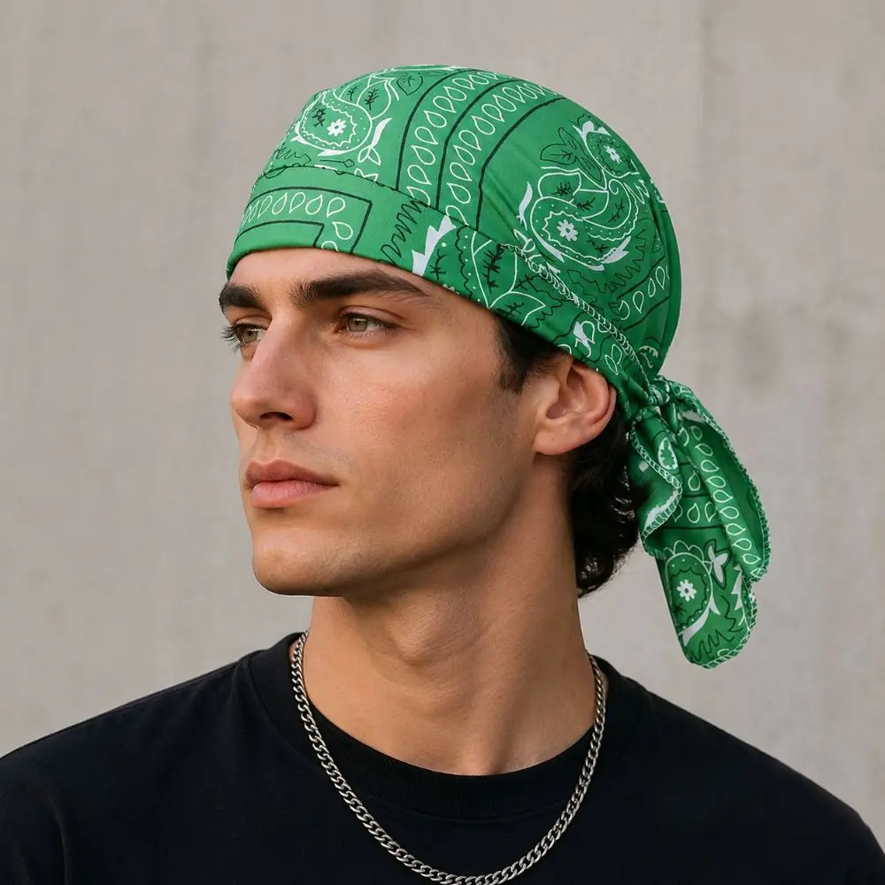 Cashew Print Paisley Printed Headscarf Breathable Lightweight Cycling Headscarf Elastic Adjustable Hair Loss Cap Outdoor Sports