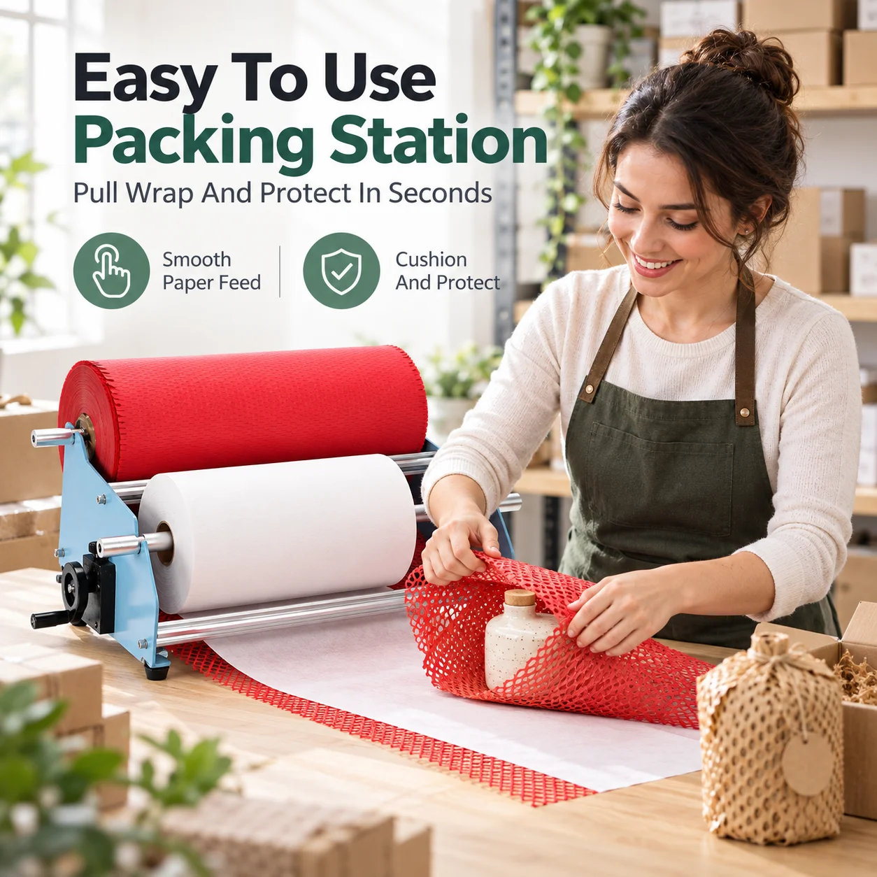 AOLIVIYA Manual Honeycomb Paper Dispenser Kraft Paper Expander Wrapping Roll Holder Packaging Machine For Shipping
