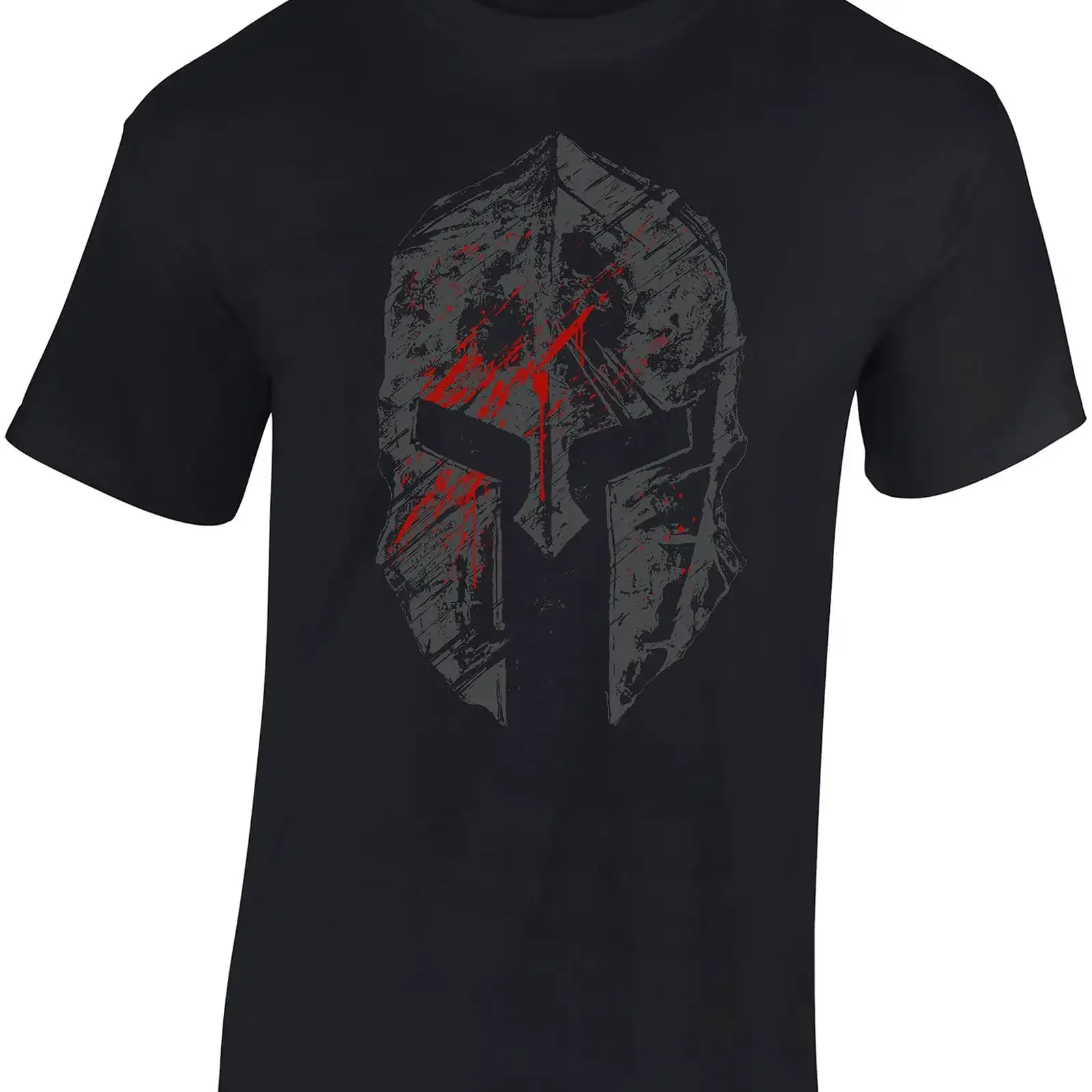 Baddery Herren T Shirt Phalanx Helm Sparta Krieger Motiv Baumwollshirt Männer FreizeiT Streetwear vintage Washed