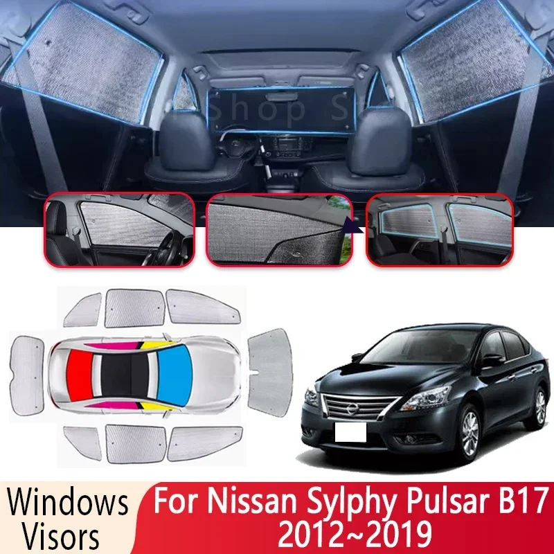 Car Sun Shade For Nissan Sylphy Pulsar B17 2012~2019 Windshield Sunshade Heat Insulation Auto Sun Protection Visor Accessories