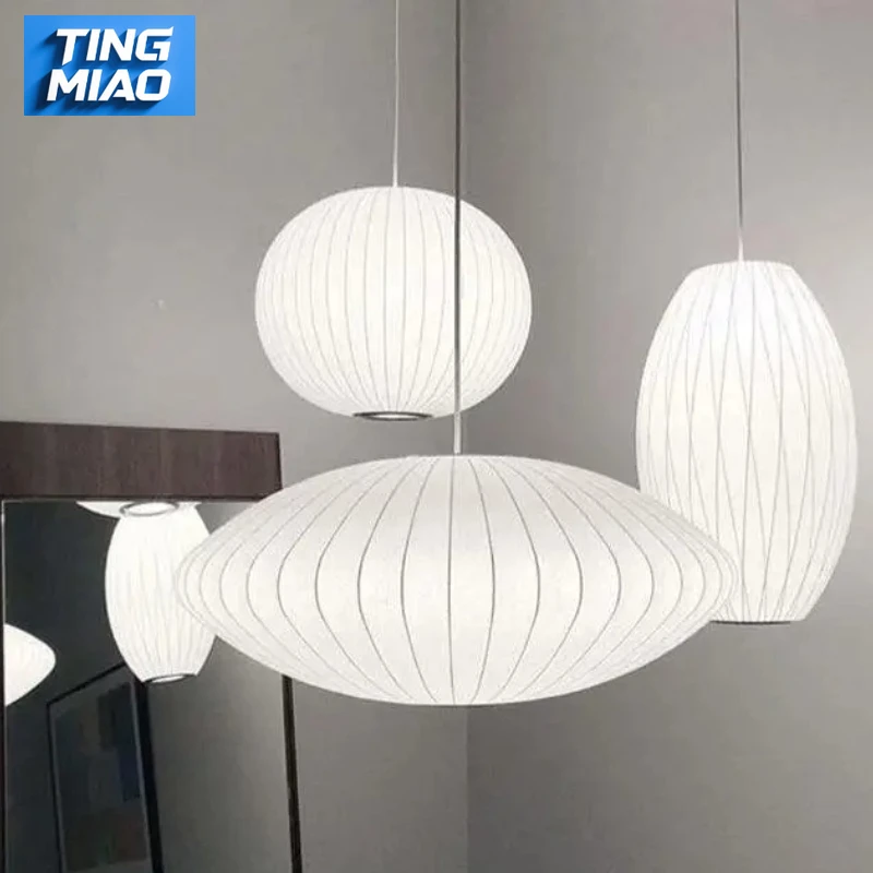 

Silk Fabric LED Pendant Lamp Denmark Designer Minimalist Hanging Light for Living Room Hotel Restaurant Nordic Home Decor