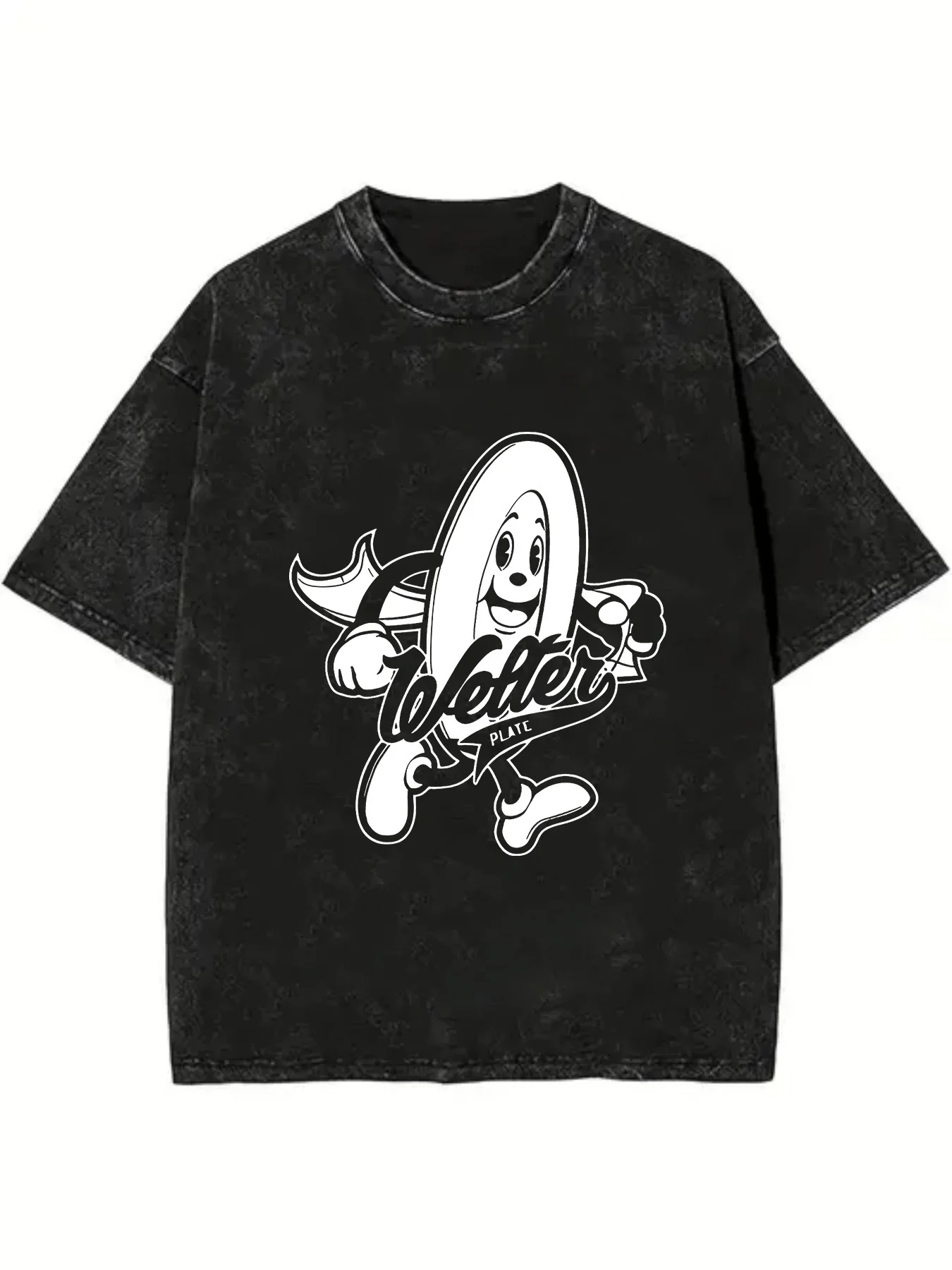 Trendy Black T-Shirt with Fun Cartoon Characters, Super Cute and Playful Style, Eye-Catching 250g Fabric, Suitable for Easter, Halloween, Thanksgiving, Etc