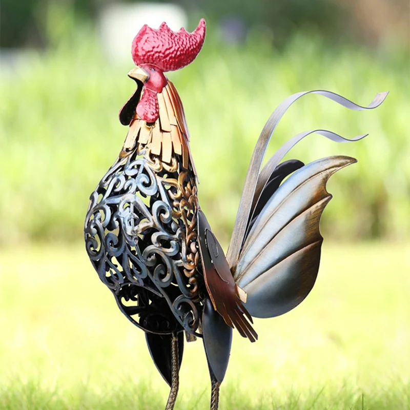 Metal Rooster Decor Chicken Statues For Yard Ornaments Yard Chicken Decoration Outdoor Garden Statues