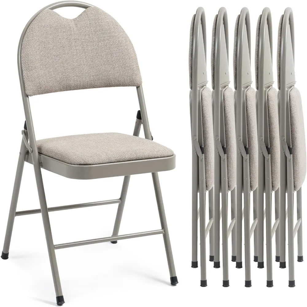 

Folding Chairs with Cushion Padded Foldable Chair 6 Pack Portable and Assembled Fold Dining Seat for Guests Kitchen Offi