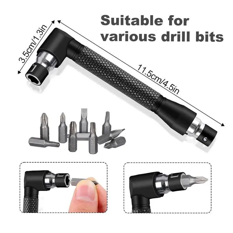 ABKJ-24Pcs Right Angle Drill Attachment Set With 105° Angle Drill Adapter And Impact Grade Socket Adapter
