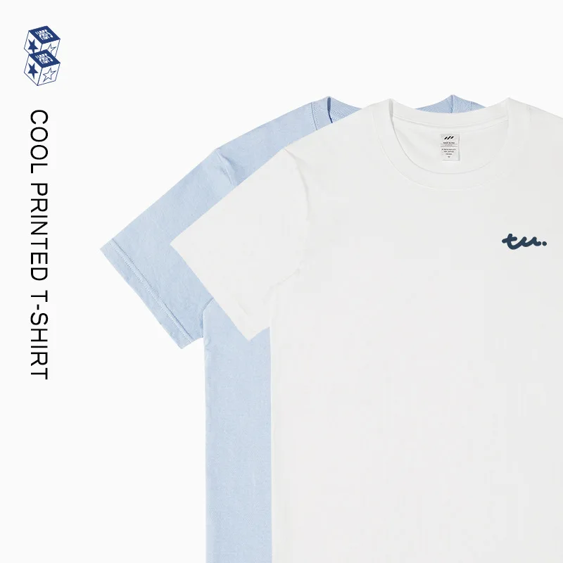 Camiseta de manga corta para hombre con letras TU, estilo casual holgado, cuello redondo, de algodón, estilo urbano para estudiantes.