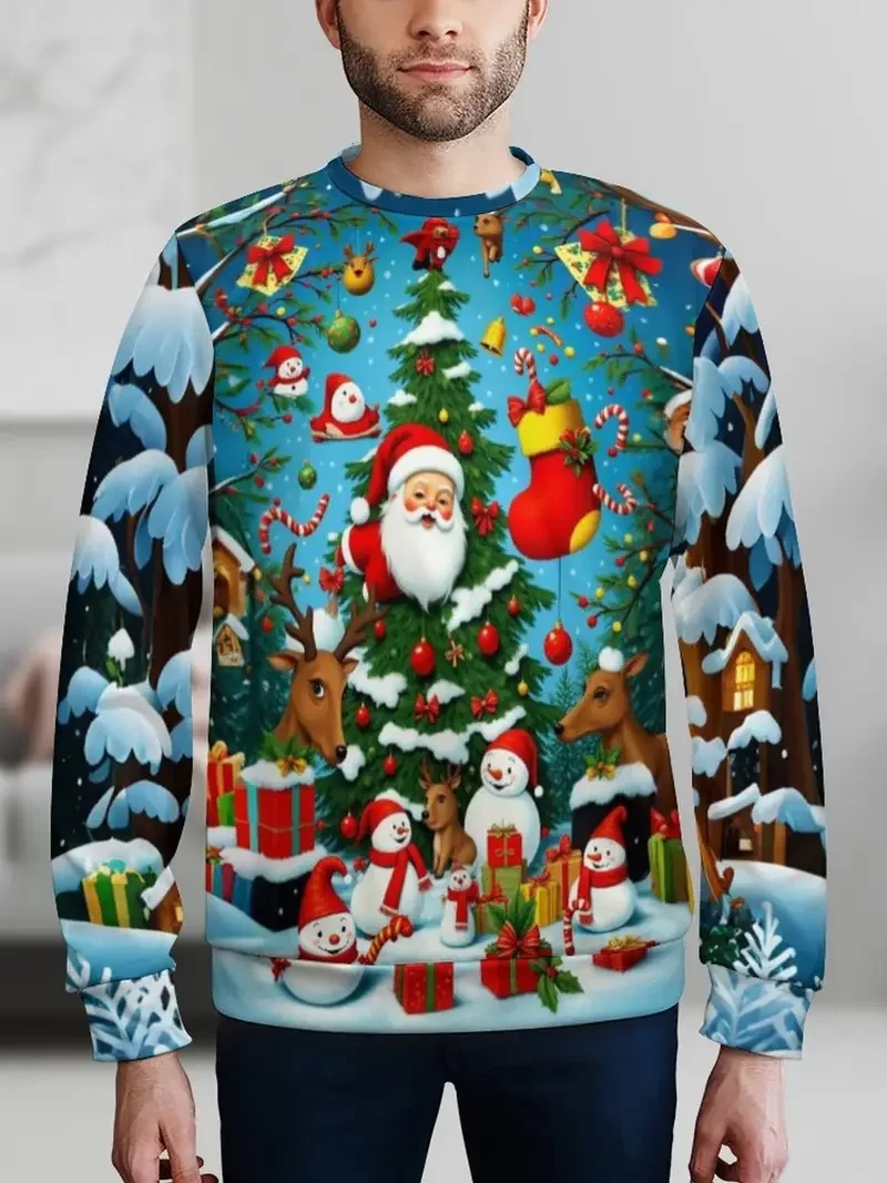 Cool 2026 Santa Claus Graphic Sweatshirt Merry Christmas Ugly Sweater For Man Clothes Funny Unisex Pullovers Tops Sweater