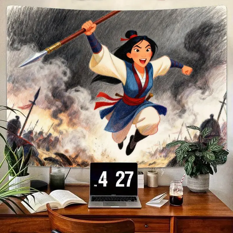 

1PC Disney Mulan Brave Warrior Tapestry, Epic Battle Scene Wall Art, Modern Polyester Living Room Bedroom Dorm Decor Gift for Fa