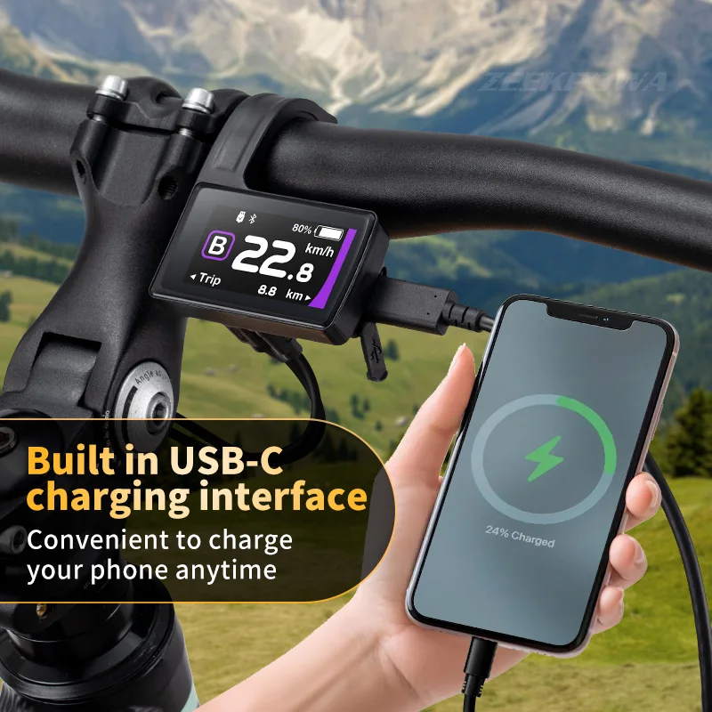 شاشة Bafang DPC245 TFT LCD يمكن 0–6 أوضاع مساعدة لمحرك Bafang متوسط المحرك M510 M600 M560 M420 بلوتوث 5.1 عداد السرعة