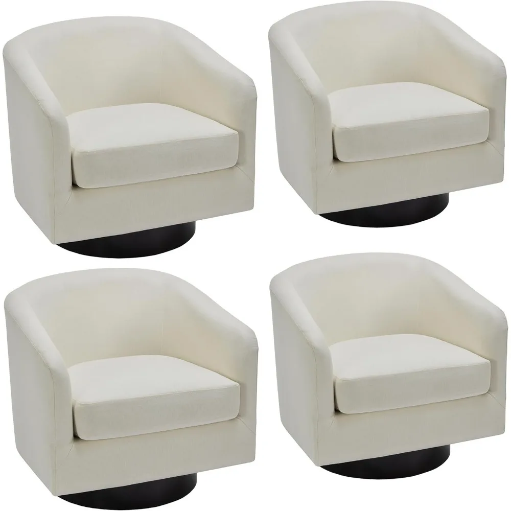 

Swivel Barrel Accent Chair, Modern Round Linen Arm Chair for Living Room, Bedroom, Comfy Club Reading Chairs for Adults