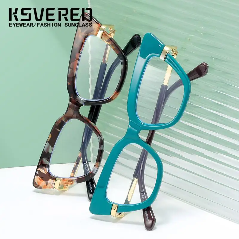 KSVEREN 女性抗青色光老眼鏡キャットアイレトロ高級処方眼鏡光学メガネフレーム老眼リーダー