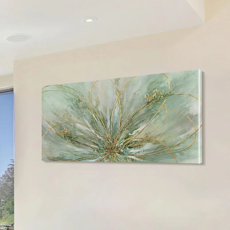 

Modern Farmhouse Art Style Framed Wall Art Frameless Green Abstract Flower Canvas Print Indoor Landscape Artwork, Canvas Poster