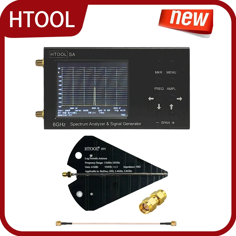 New SA Spectrum Analyzer with Built-in 35MHz-6.2 Near-field Probe HT5 Black Mini Logarithmic Periodic Antenna 1300MHz-10GHz