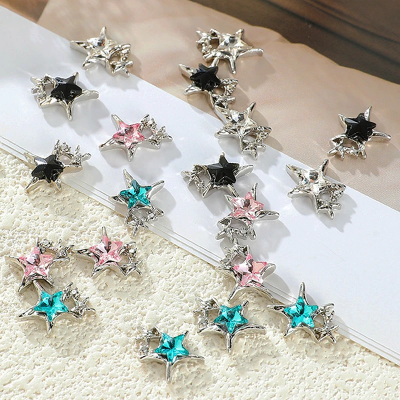 

10PCS Luxury Alloy Nail Charms Gems Star Rhinestones Pendant Nails Art Decoration Accessories Jewelry Making Supplies Material