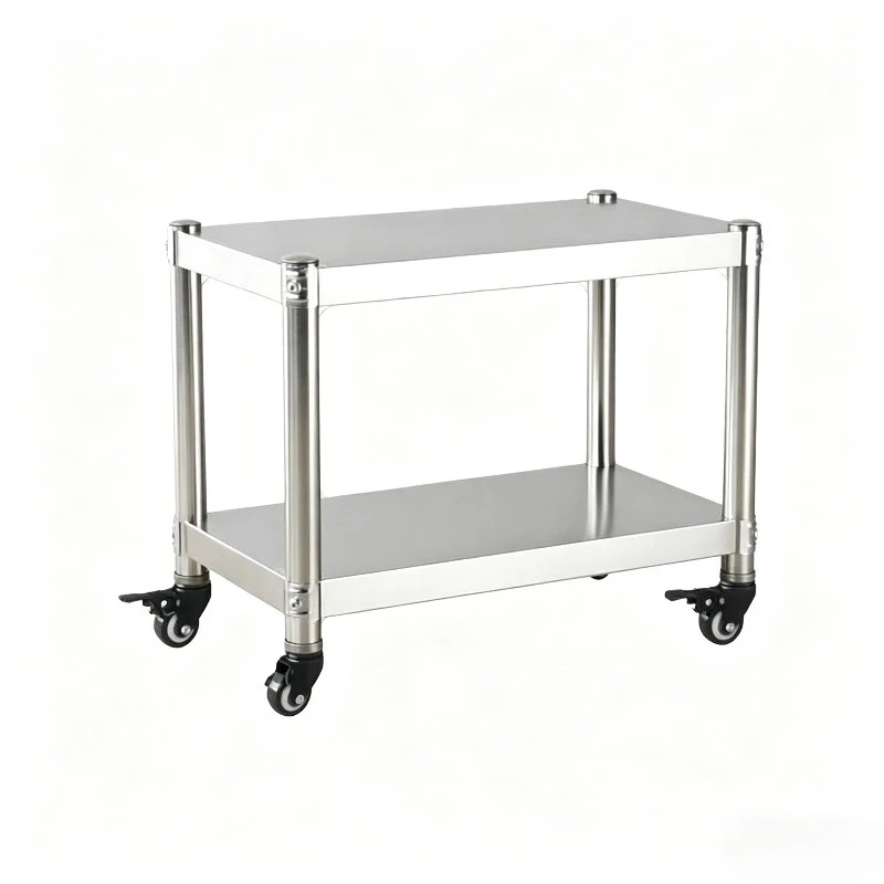 Stainless steel with wheel rack second floor mobile cabinet stove push-pull side table