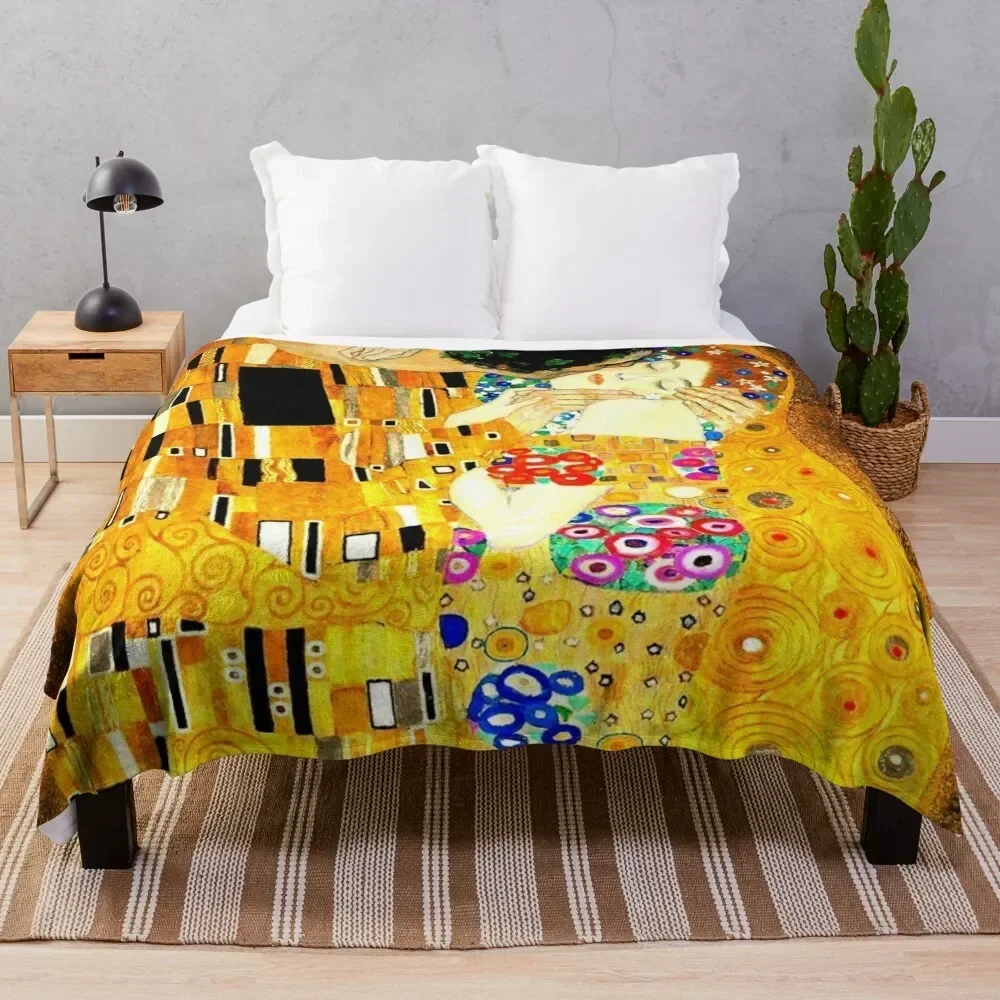 

Gustav Klimt - The Kiss Original Detailed Throw Blanket Stylish Warm Blanket for Living Room Bedroom