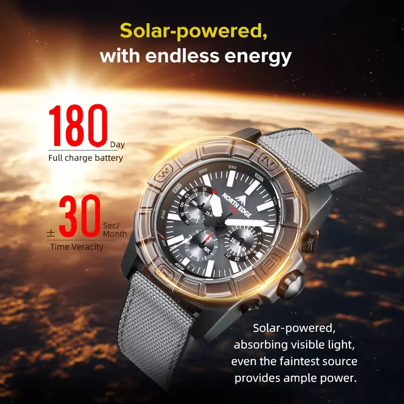 NORTH EDGE BLAZE Erkek Kuvars  - Solar Powered Watch incelemesi ve fiyatı