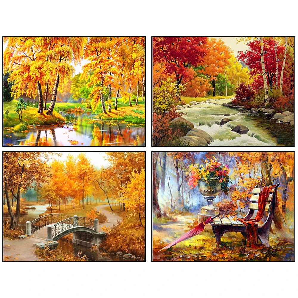 

Full Square&Round Diamond Painting Landscape Spring 5D Diamond Embroidery Mosaic Cross Stitch Winter Home Decor Gift