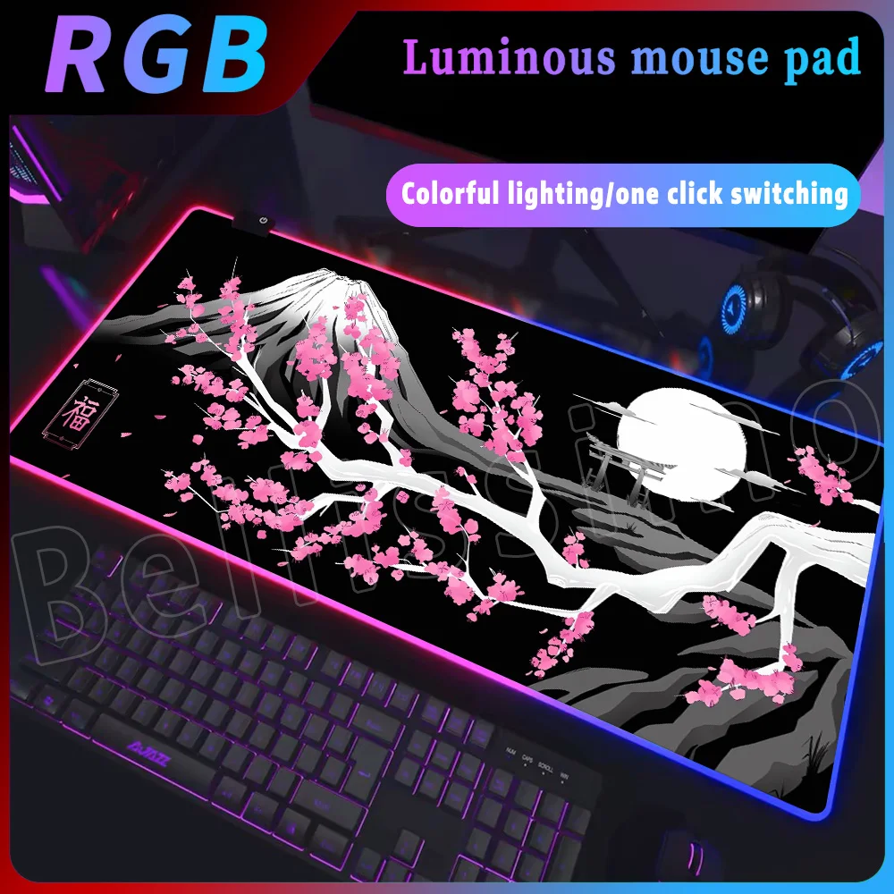 

HD Pretty Japanese Style Samurai Sakura Mouse Pad Non-slip Rubber RGB Mousepad Laptop Gaming PC Keyboard Mat XXL Large Desk Mats