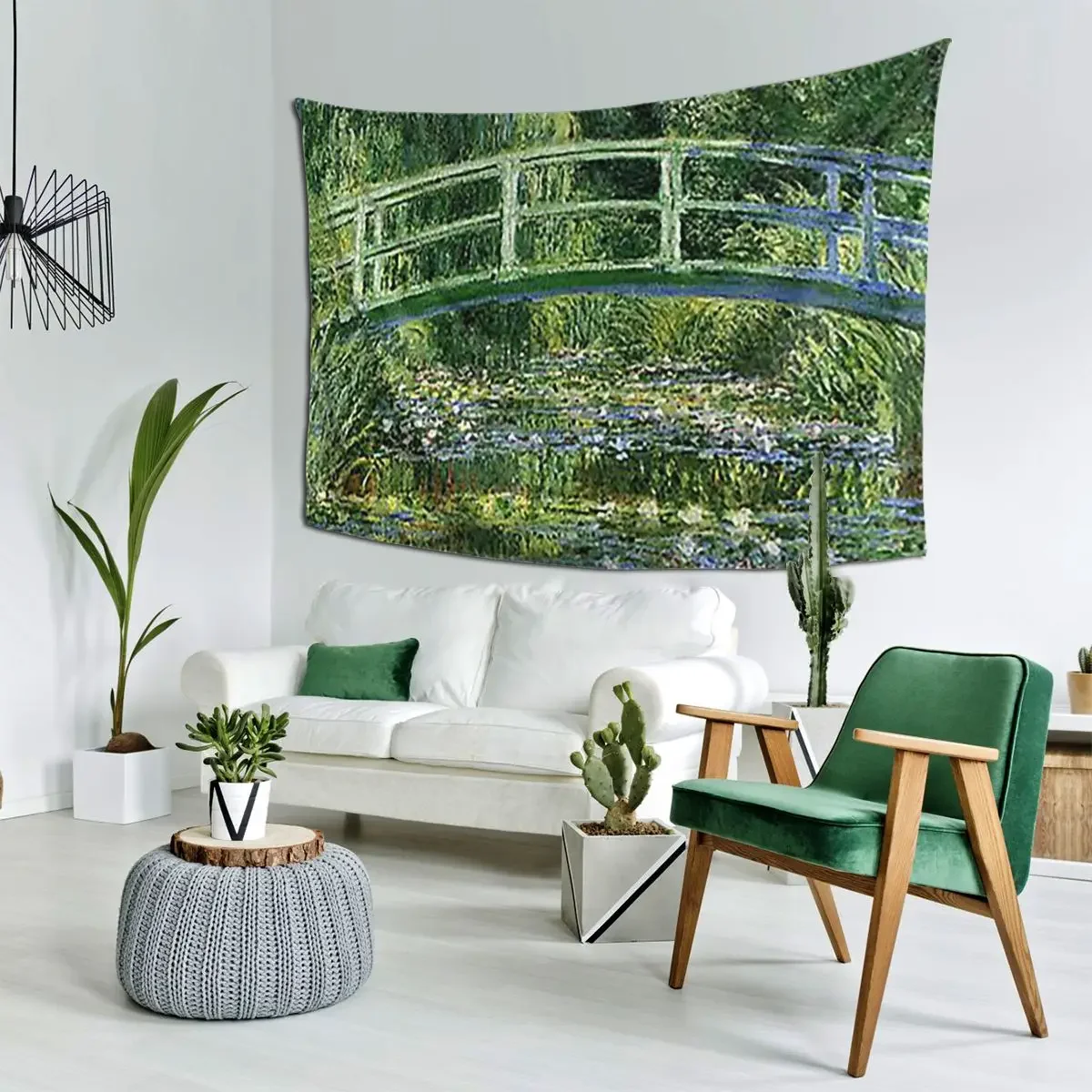 Water Lilies And The Japanese Bridge - Claude Mon Tapestry Funny Wall Hanging Home Tapestries for Living Room Bedroom Dorm Room