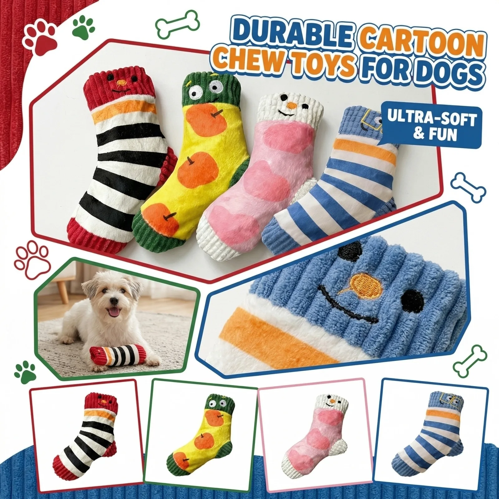 Cute Socks Plush Dog Toy Indes - Indestructible Dog Chew Toy 评论和价格