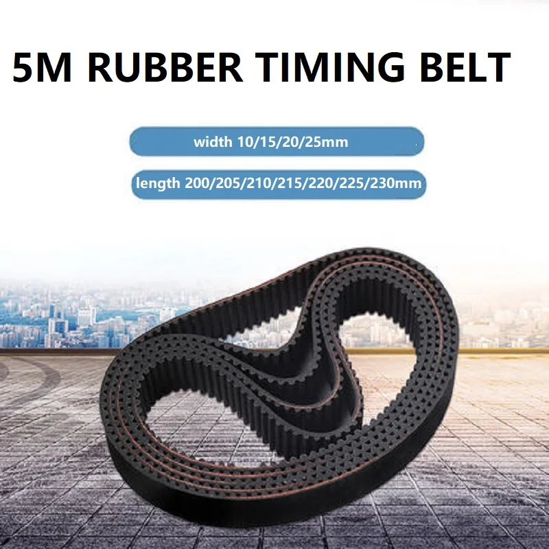 HTD5M Rubber 5M Timing Transmission Loop Belt Black Loop Width 10mm 15mm 20mm 25mm Length 200-230mm