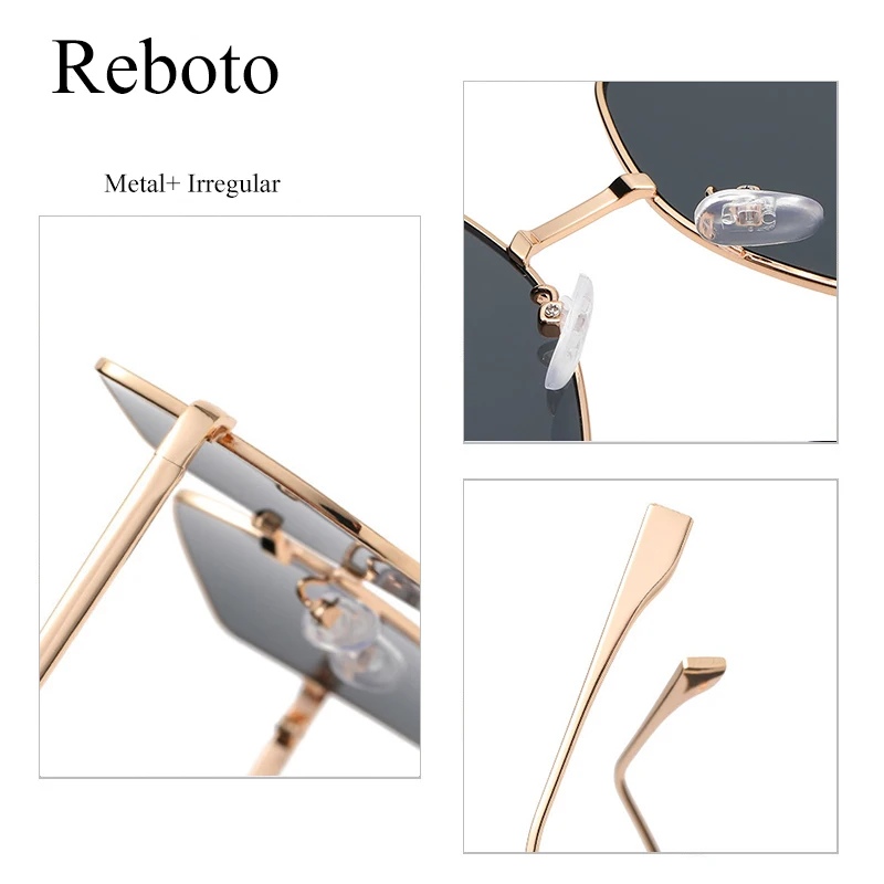 Oversized Gradient Polygon Sunglasses Women New Fashion Brand Irregular Alloy Sun Glasses For Female Vintage Color Lens Shades