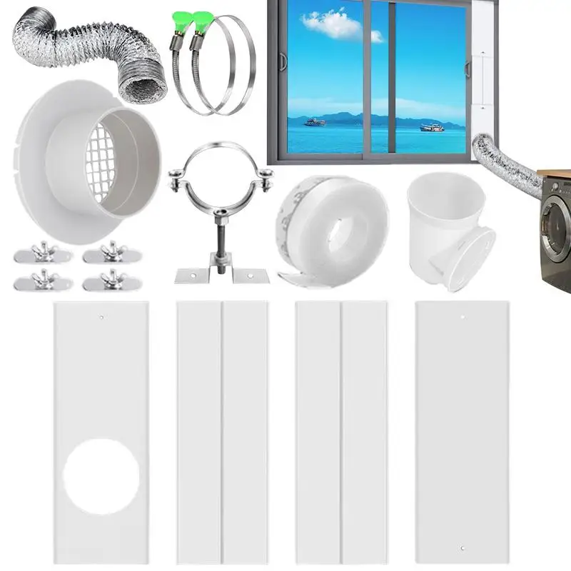 Sliding Window Ac Vent Kit With 4 Sealing Plates Universal Dryer Balcony Sliding Door Seals Portable Ac Kits With Exhaust Hose