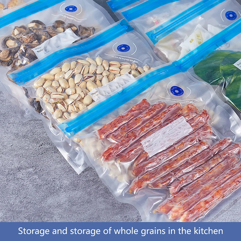 

5pcs Vacuum Bag Reusable Food Storage Bags Household Travel Vacuum Food Packaging Sealer Kirtchen Food Preservation Container