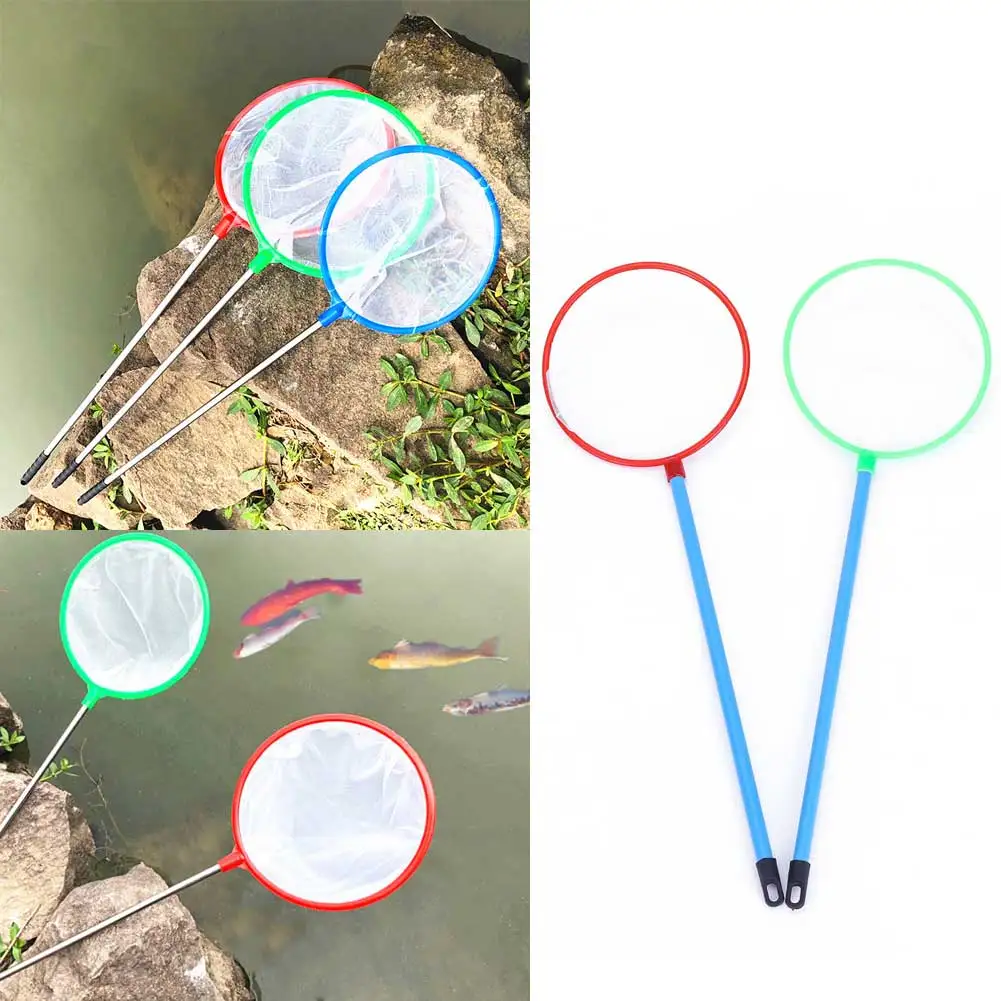 Portable Fish Net Long Handle Round Aquarium Accessories Fish Tank Landing Net Fishing Net Fish Floating Objects Cleaning Tool