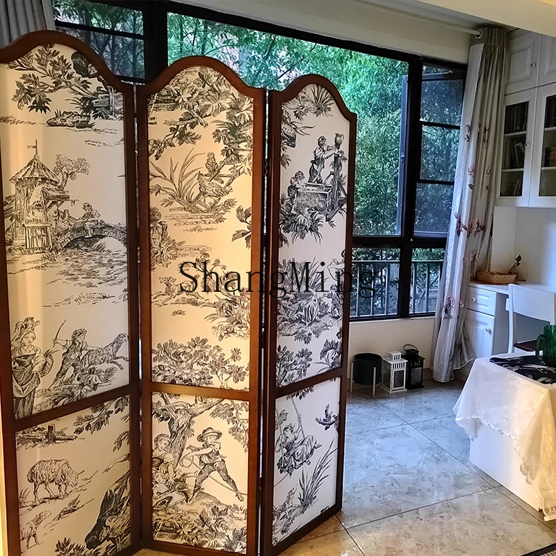 LXY المنزل المحمول الرجعية الخشب الصلب شاشة قابلة للطي التقسيم غرفة المعيشة غرفة نوم انسداد #4