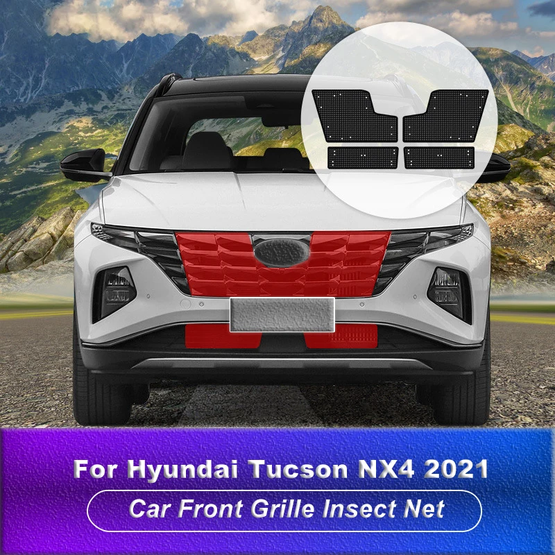 For Hyundai Tucson NX4 2021 Car Front Grille Middle Net Insect-Proof Net Water Tank Condenser Anti-Mosquito Catkin Net Cover