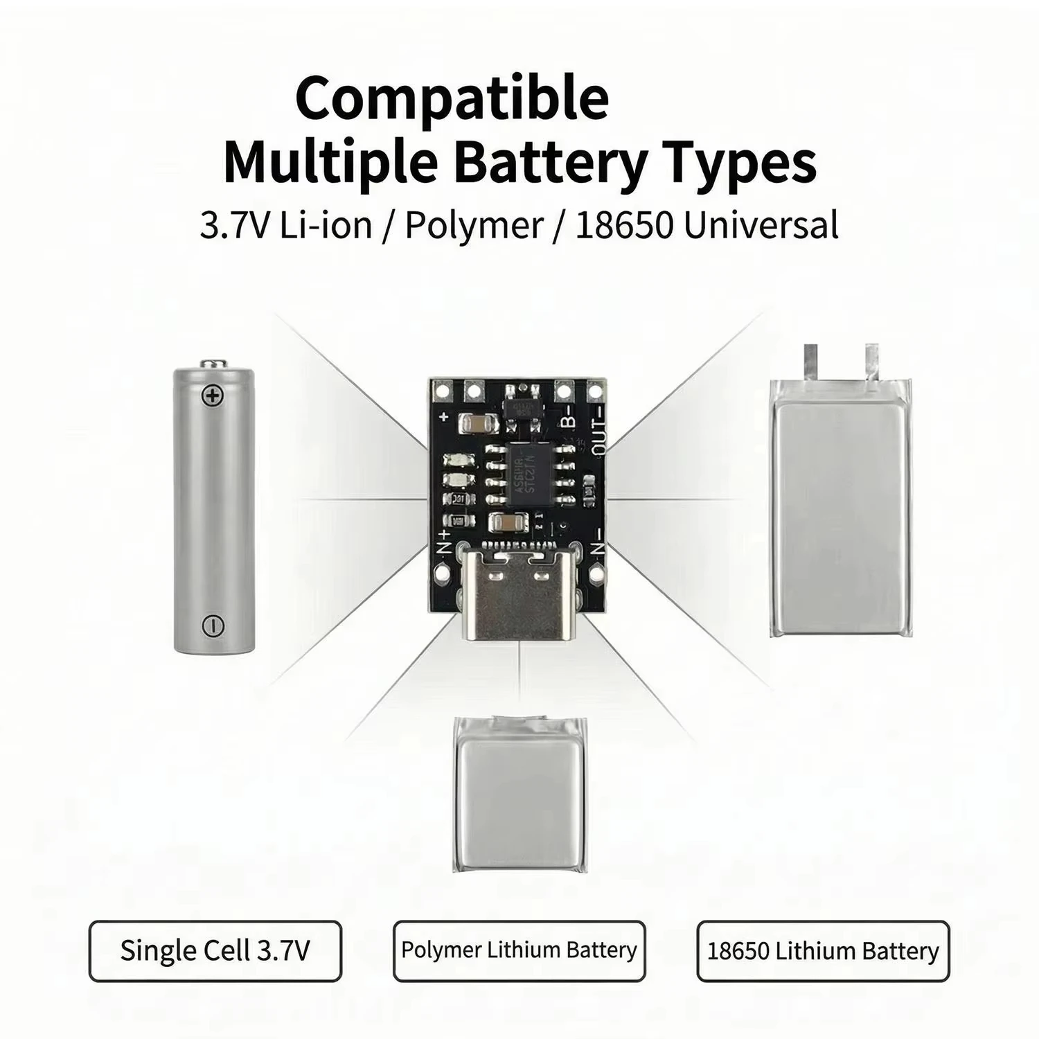 Type-C Charging Board USB C Interface with Protection Circuit 3.7V-4.2V Charging Module for 18650 Li-ion Battery DIY Projects