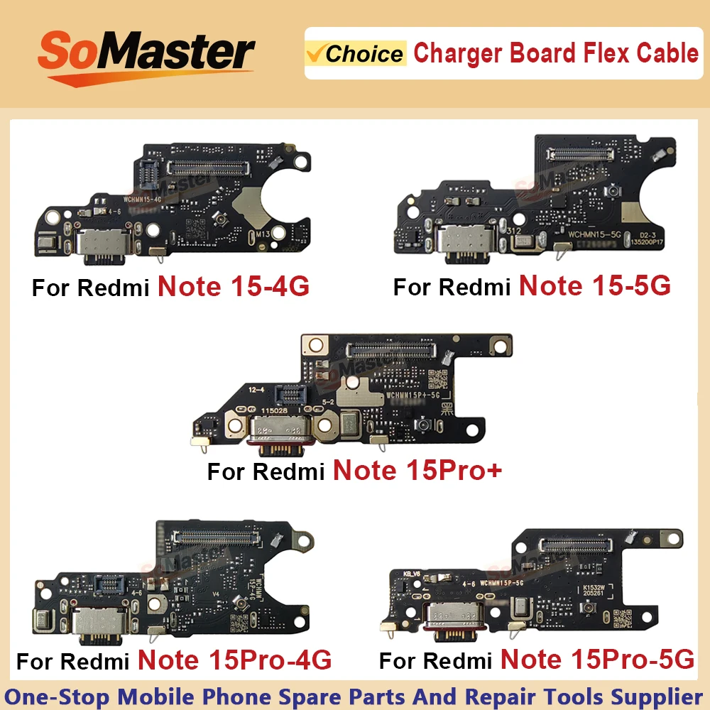 USB Charging Dock Board Flex For Xiaomi Redmi Note 15 Pro Plus Pro+ 4G 5G Charger Port Connector Flex Cable Repair Parts (1PC)