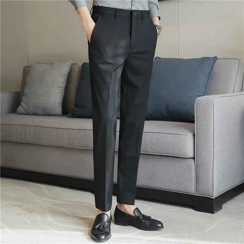 Men Solid Boutique Suits Pants Male Formal Wear Wedding Dress Trousers Quality Men British Style Business Casual Suit Pants 42