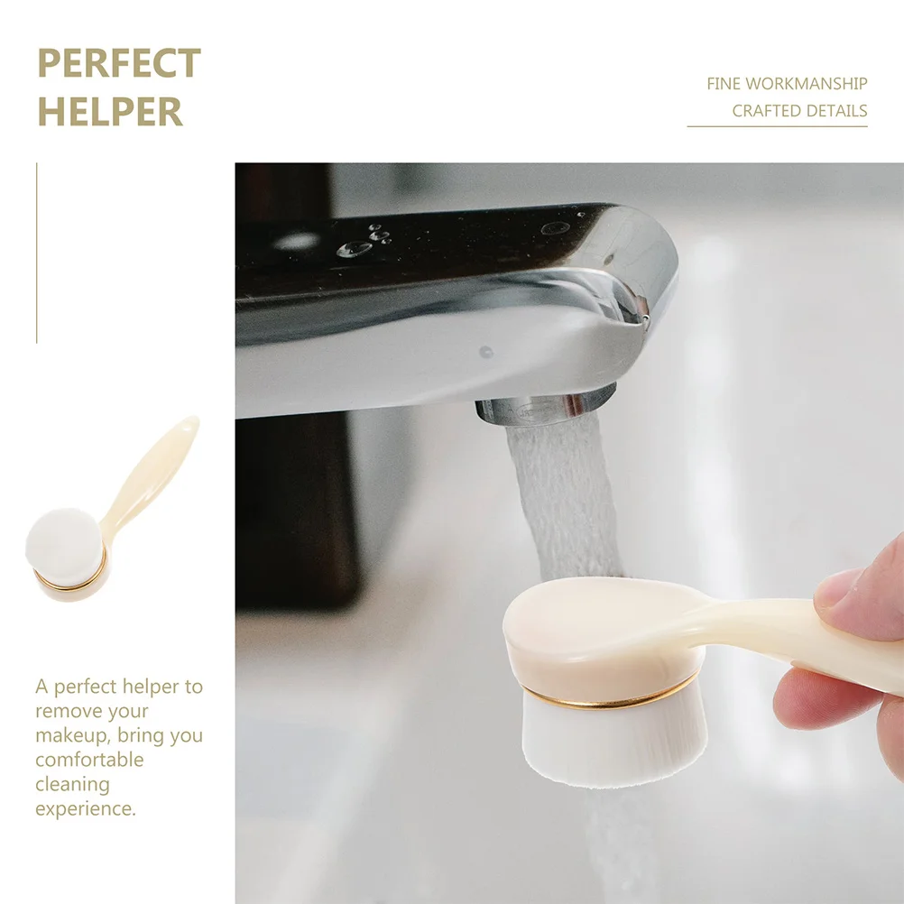 2pcs Facial Cleaning Brush Long Handle Artificial Fiber Face Cleansing Tool For Deep Cleansing Exfoliating Blackhead Removal