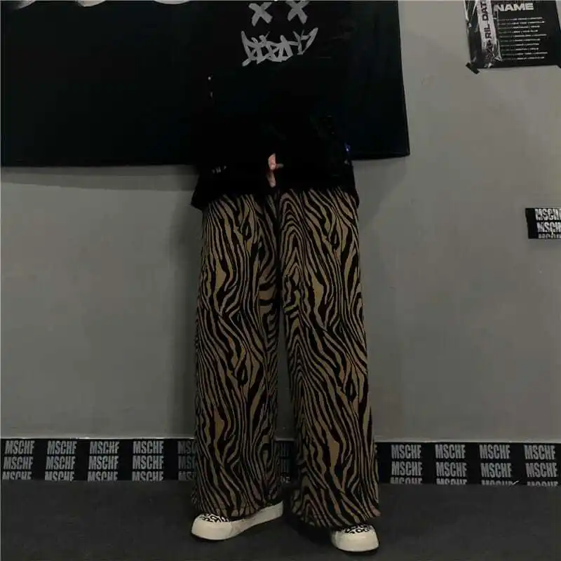 Zebra-Pantalon de survêtement à jambe large surdimensionné pour homme, pantalon baggy droit, streetwear masculin, basket-ball At, Y2K, nouveau, 2023