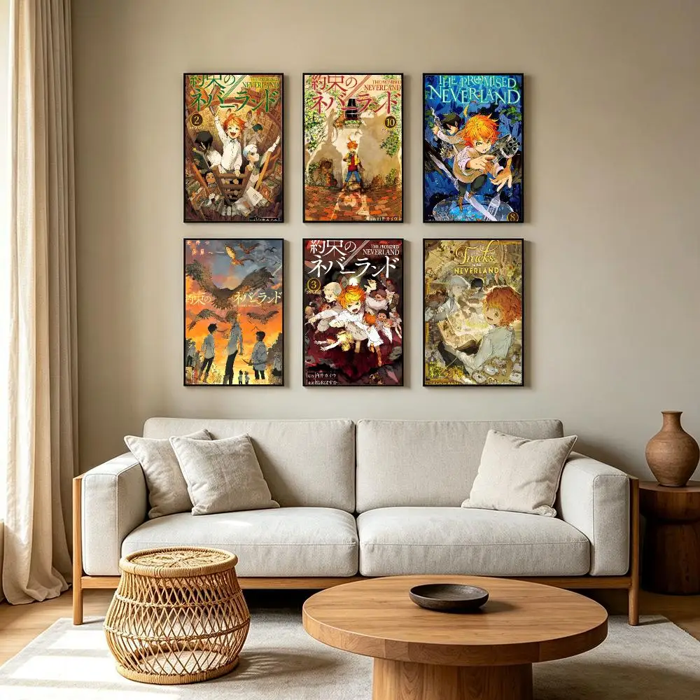 The P-Promised N-Neverland Animation Poster Print Art Pictures Home For Living Room And Bedroom Wall Decor Frameless Painting