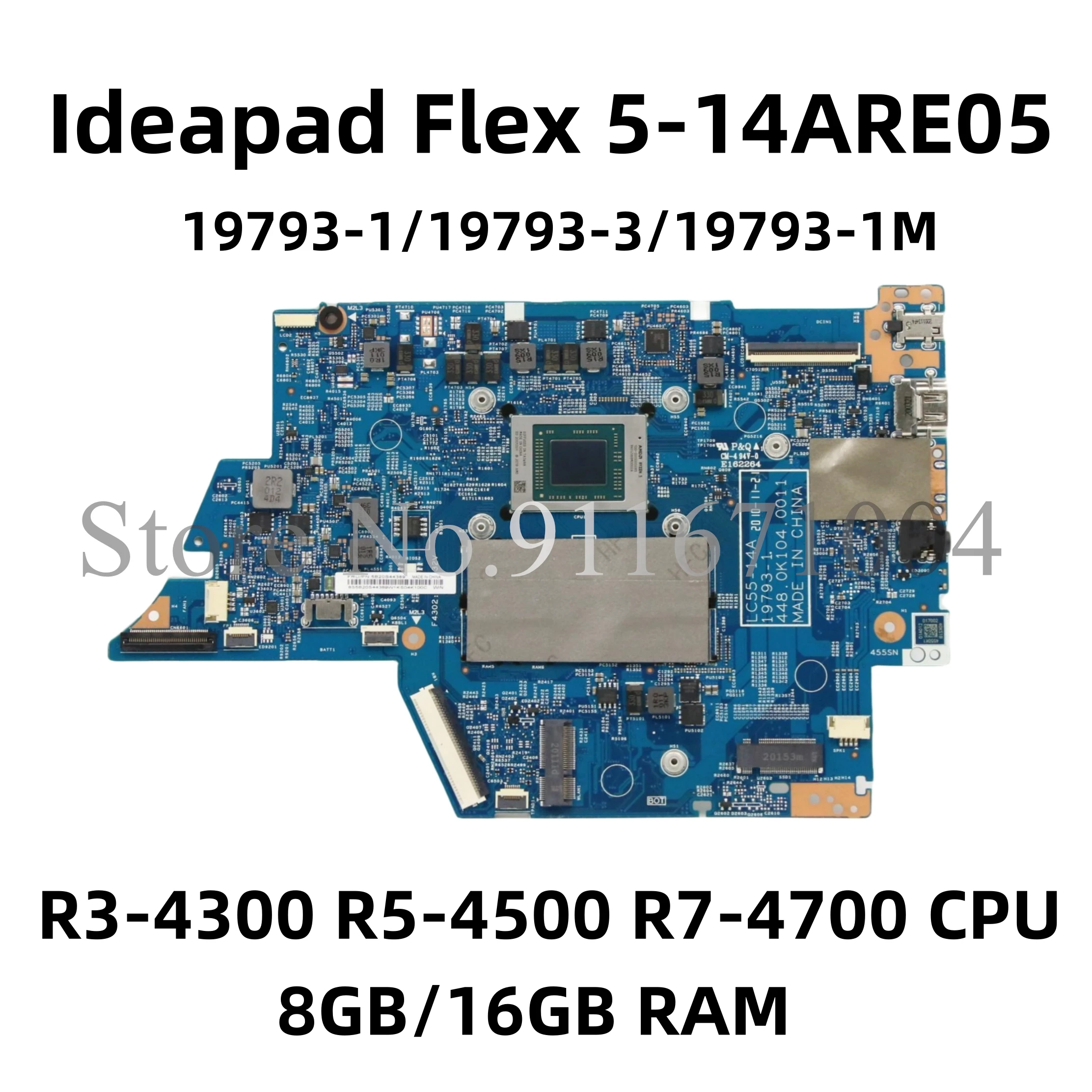 

NEW 19793-1 19793-3 19793-1M For Lenovo Ideapad Flex 5-14ARE05 Laptop Motherboard With R3-4300 R5-4500 R7-4700 CPU 8GB/16GB RAM