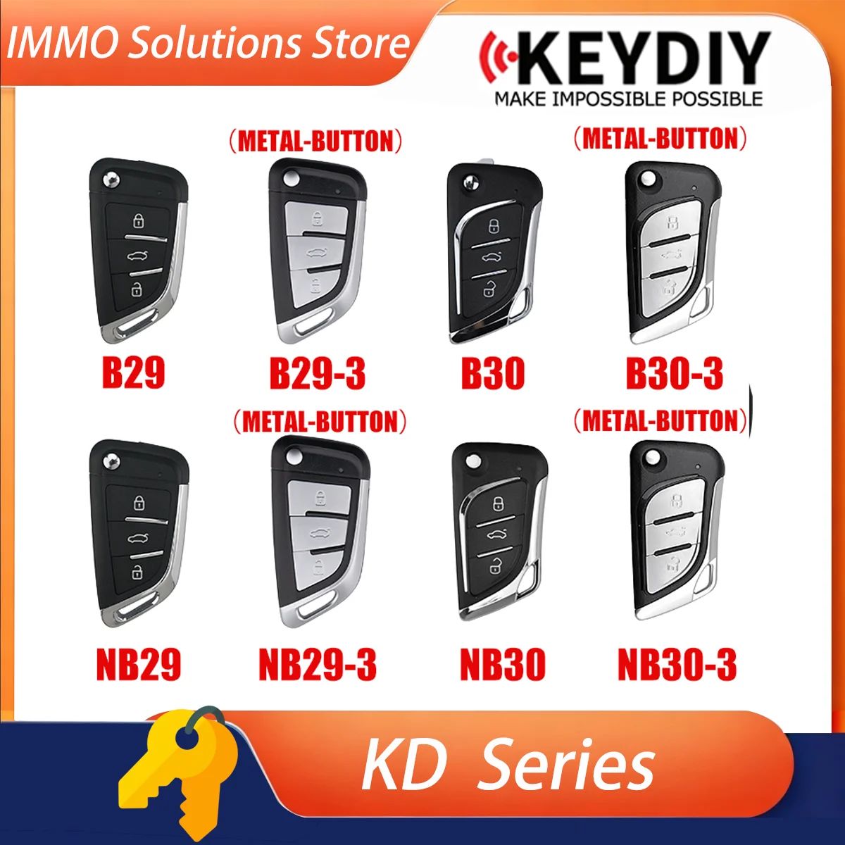 2PCS KEYDIY B29 B29-3 B30 B30-3 NB29 NB29-3 NB30 NB30-3 METAL-BUTTON used with KD900 KD-X2 KD-MINI KD-MAX Programmer