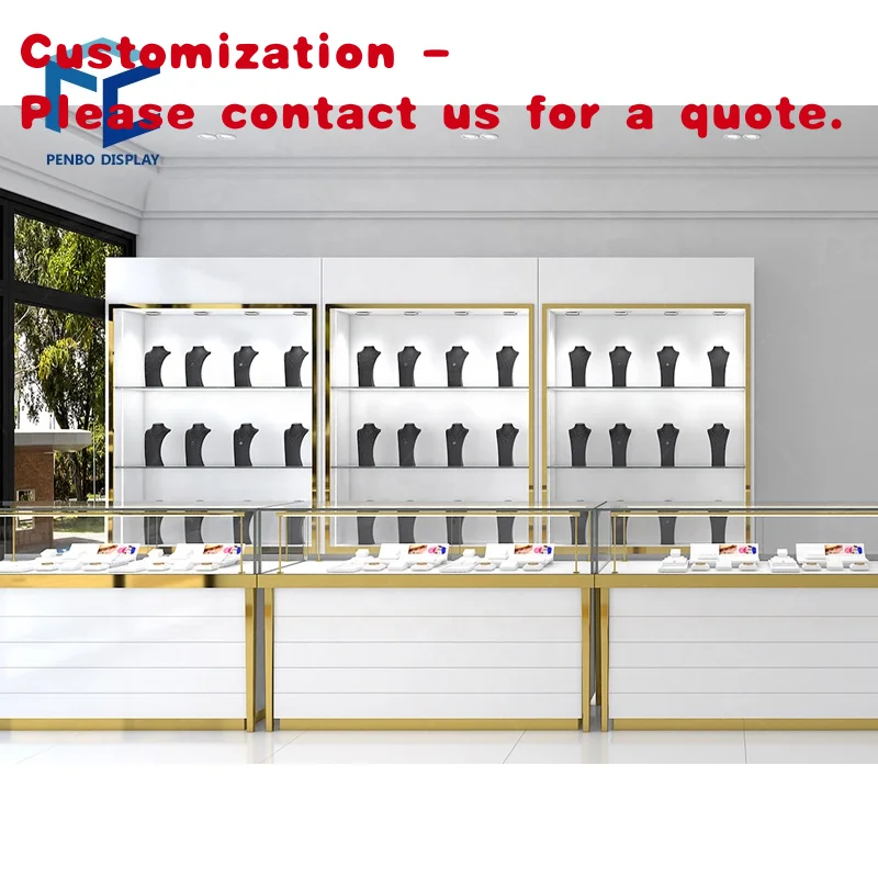 

custom.High End Jewelry Shopping Mall White Showcase Wooden Jewellery Shop Furniture Display Cabinet Shop Fitting Jewelry